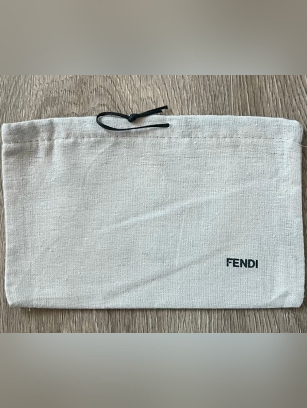 Fendi Cream Canvas Dust Pouch with Black Drawstring